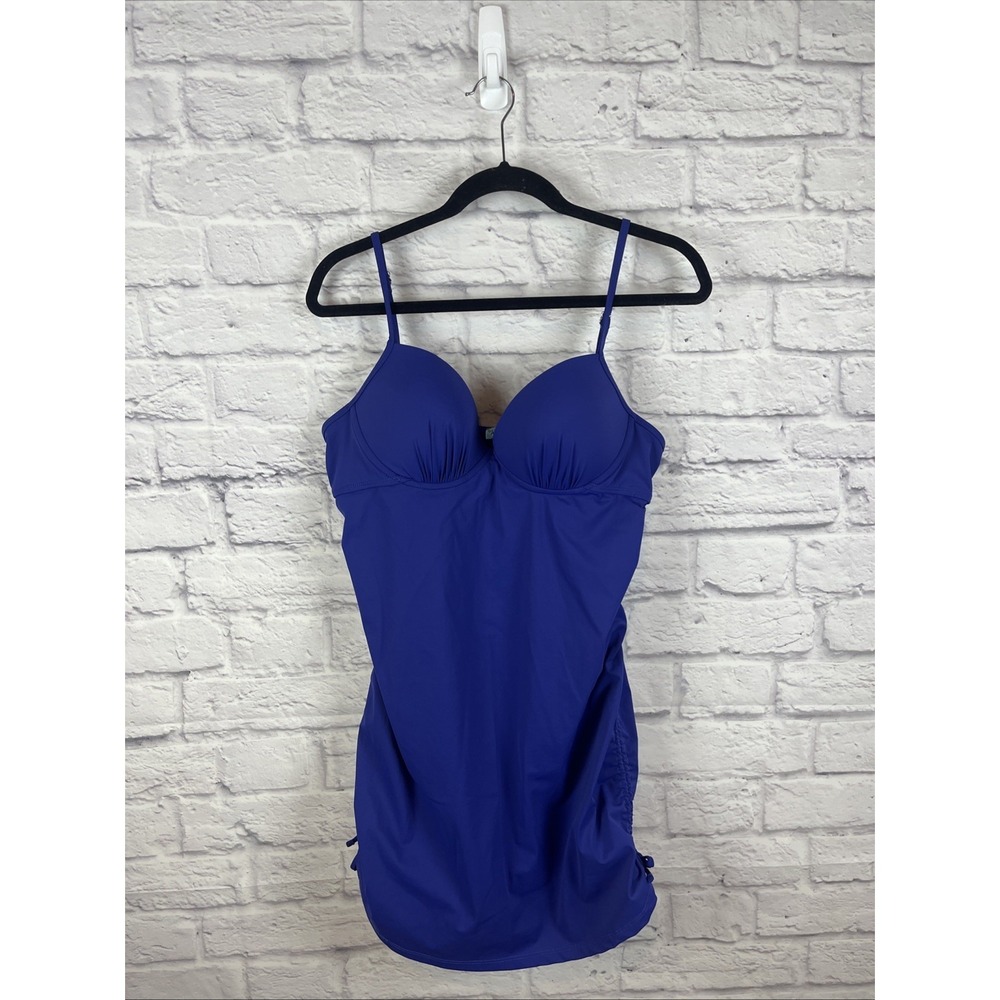 Sold Spanx Love Your Assets Blue One Piece Flattering Ruched  Swimsuit
